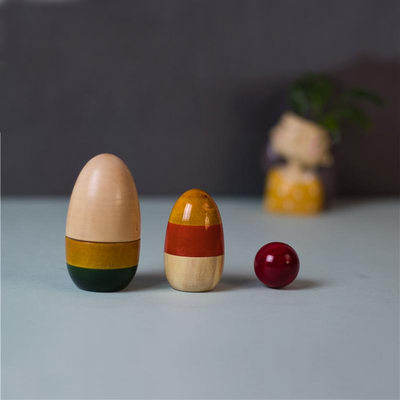 Wooden Nesting Eggs Set | Size Sequencing & Colour Learning Toy for Toddlers 12–24 Months