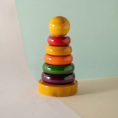 Montessori Wooden Ring Stacker | Size Sorting & Fine Motor Skill Toy for Toddlers 12–24 Months