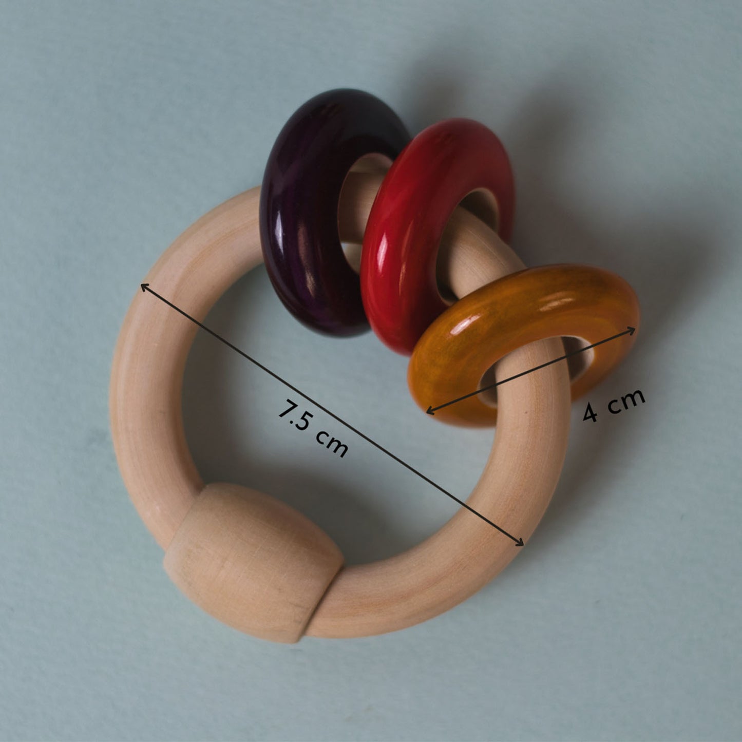 Wooden Tiny Tot Treasure Bundle The Toy Trunk – Ringo rattle measurements, safe eco-friendly wooden baby toy