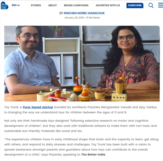 The Better India: Pune Architects Script Success With Eco-Friendly Educational Toys Handmade by Artisans