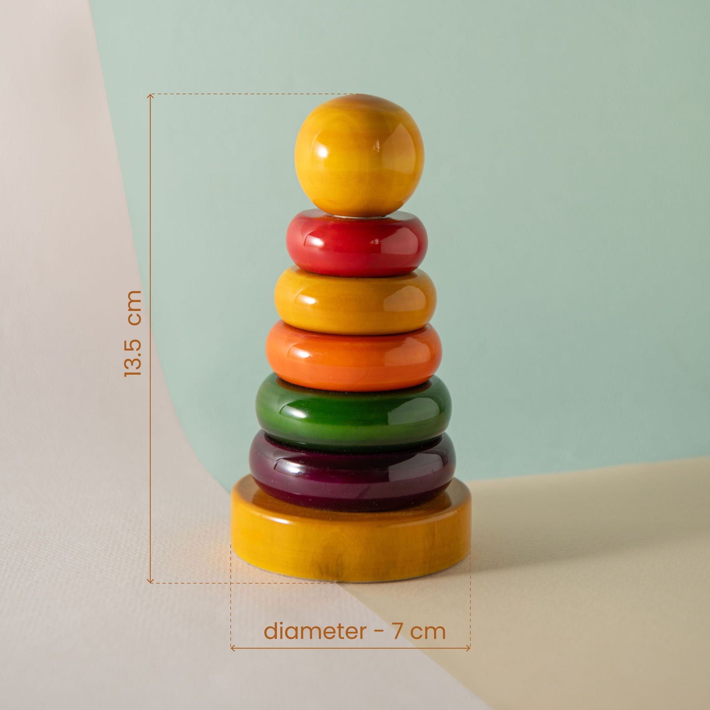 Montessori Wooden Ring Stacker | Size Sorting & Fine Motor Skill Toy for Toddlers 12–24 Months