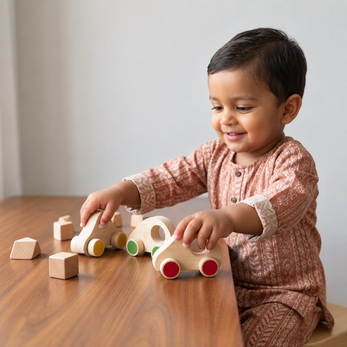 Wooden Push-Along Car Set of 3 | Imaginative & Motor Skill Toy for Toddlers 1–3 Years | Non-Toxic