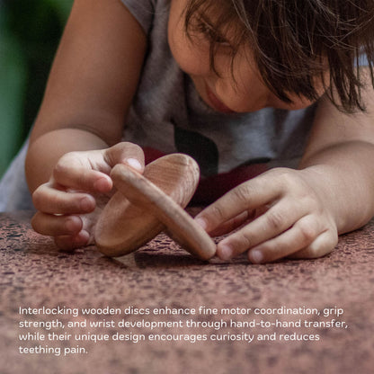 Wooden Bird teether & interlocking disc