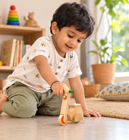 Little Rider Wooden Scooter Push-Pull Toy | Balance & Coordination Toy for Toddlers 1–3 Years