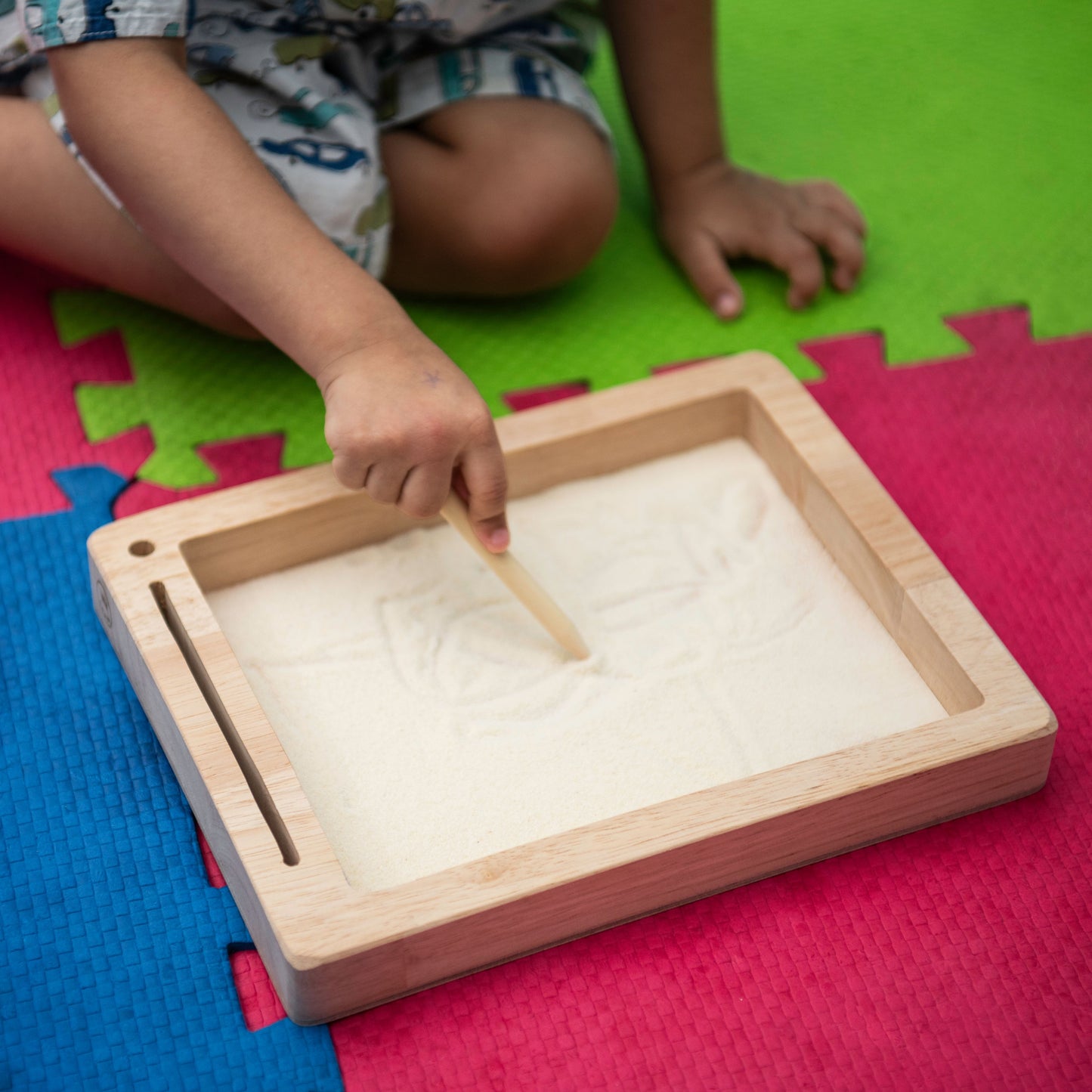 Montessori Wooden Sorting Tray | Pincer Grip & Sensory Grain Play for Toddlers 1–3 Years
