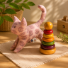 Soft Toy & Ring Stacker Combo | KiKi Kat Plush + Montessori Stacker | Gift Set for Babies 8–24 Months