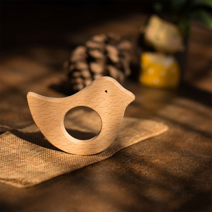 Wooden Bird teether & interlocking disc