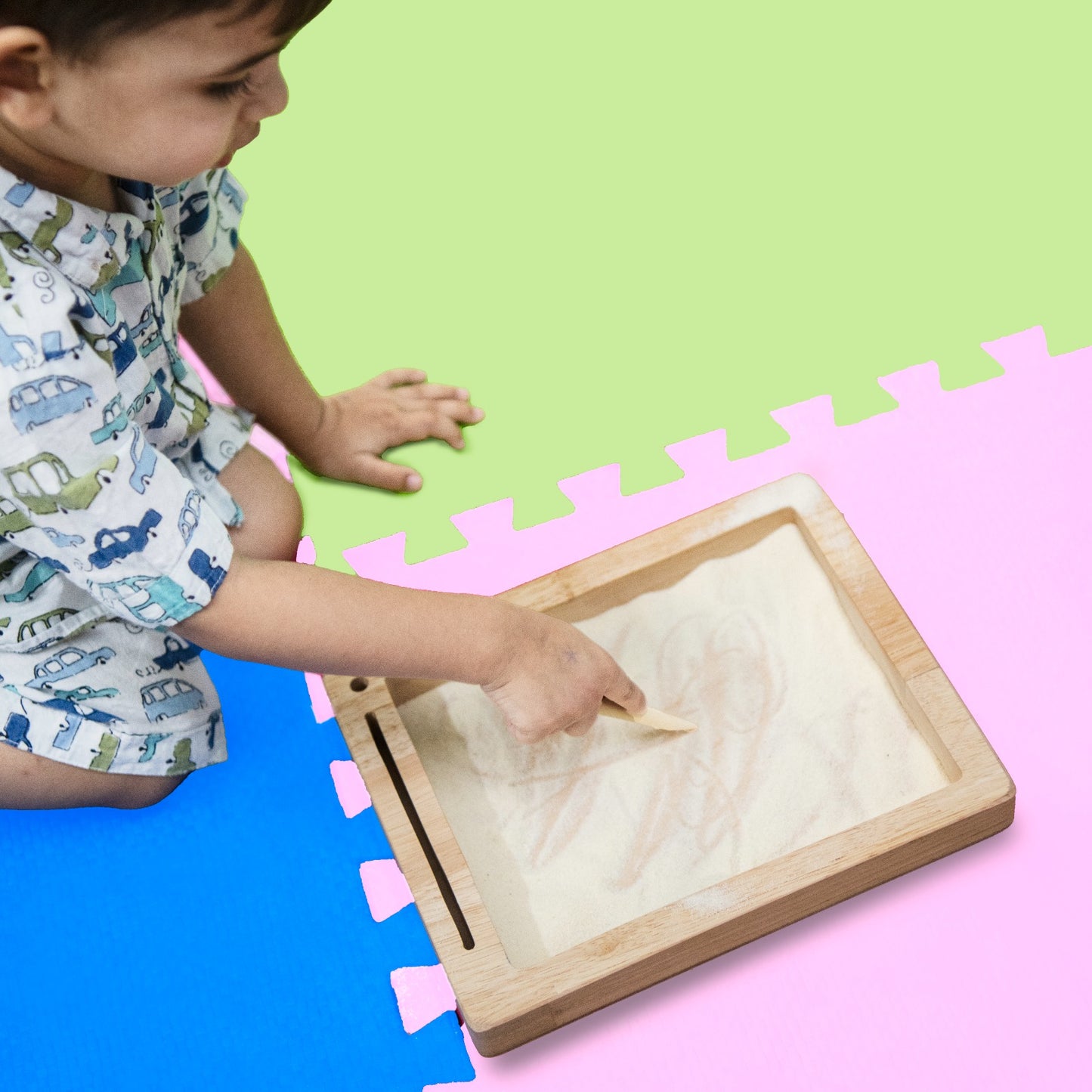 Montessori Wooden Sorting Tray | Pincer Grip & Sensory Grain Play for Toddlers 1–3 Years
