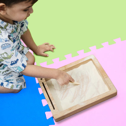 Montessori Wooden Sorting Tray | Pincer Grip & Sensory Grain Play for Toddlers 1–3 Years