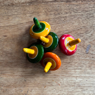 Nostalgia Finger Tops - Handmade Wooden Spinning Tops for Kids (Set of 4)