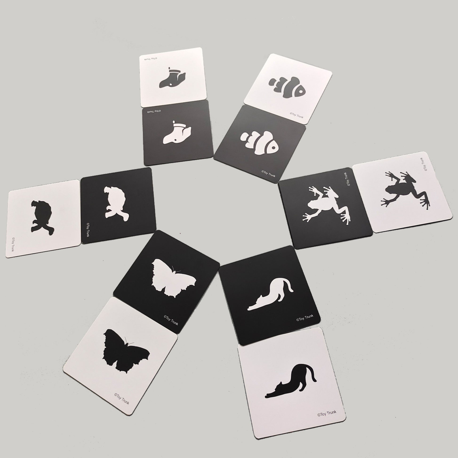 The Toy Trunk black and white flash cards for infants to improve visual perception and cognitive skills