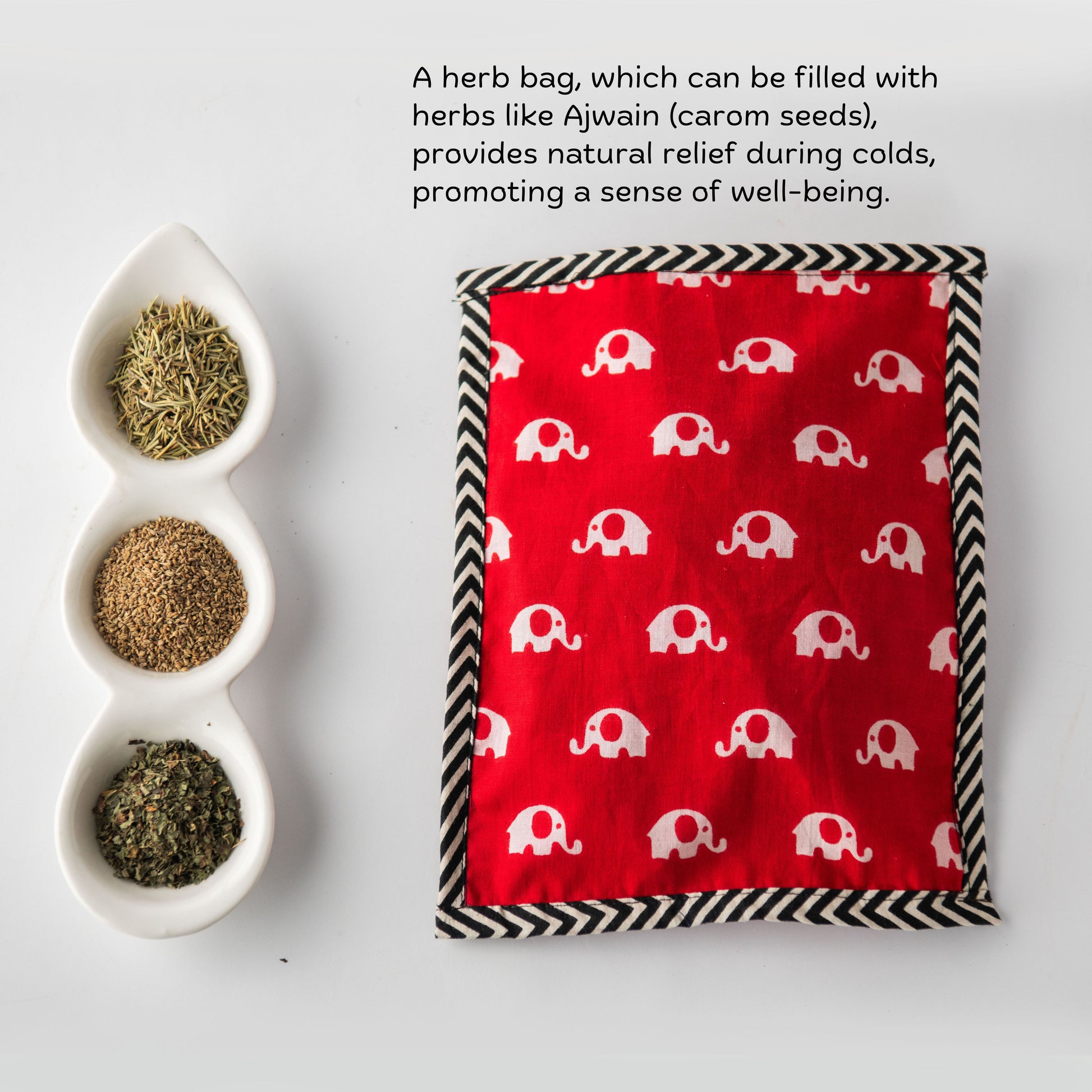 Herb bag for baby comfort included in Wooden Sensory Adventure Baby Box.