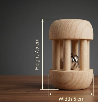Wooden Ghunghroo Mini Rolling Rattle | Indian Musical Sensory Toy for Babies 3–12 Months