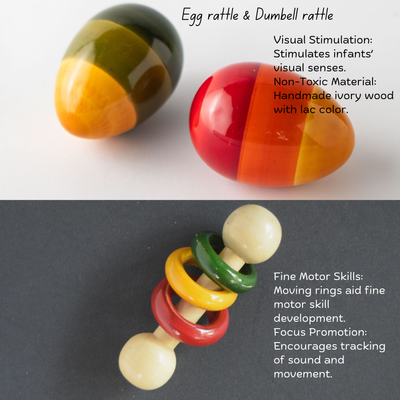 Wooden Egg Rattle & Dumbbell Rattle