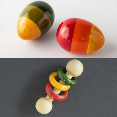 Wooden Egg Rattle & Dumbbell Rattle