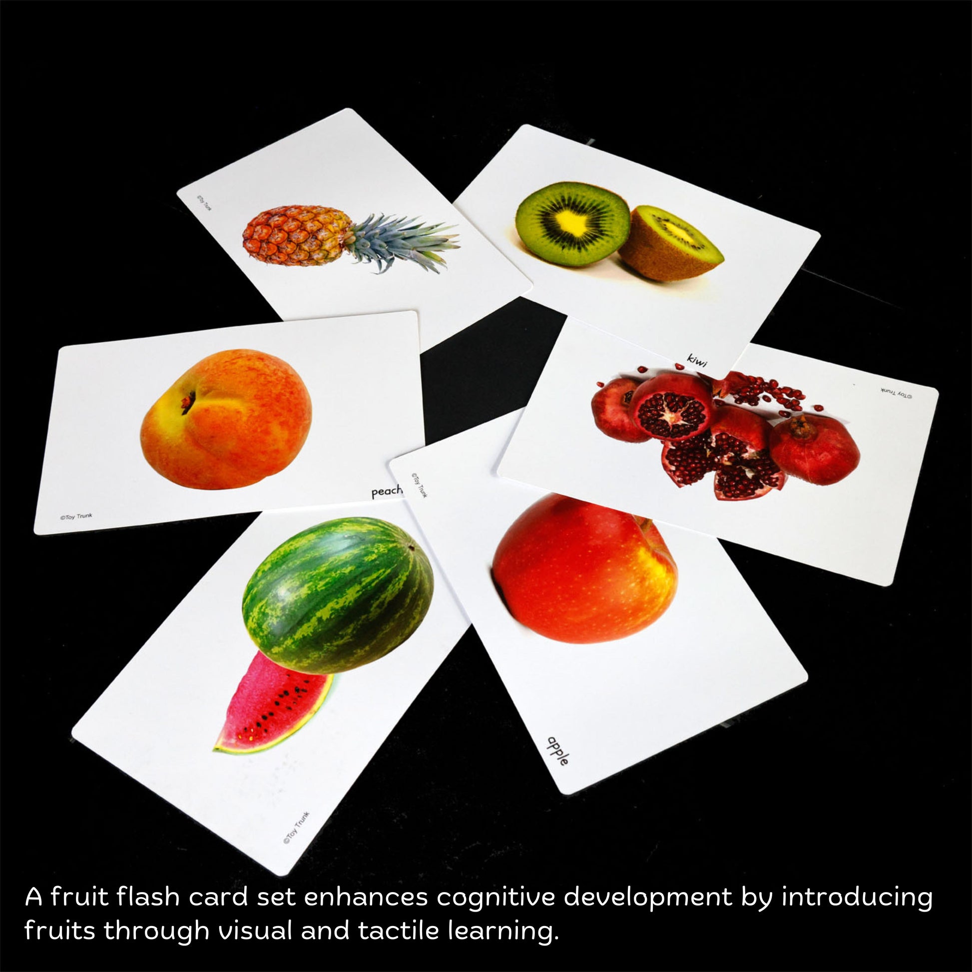 Wooden Learn and Stack Discovery Kit The Toy Trunk – fruit flash cards for toddlers, promoting cognitive and visual learning