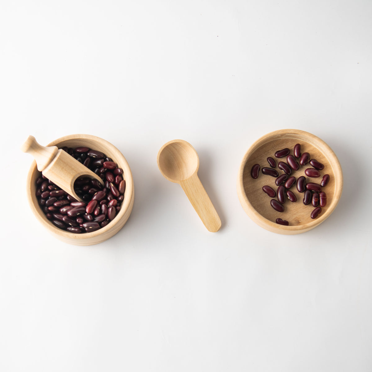 Montessori Wooden Scooping Bowls & Spoon Set | Practical Life Skill Toy for Toddlers 1–3 Years