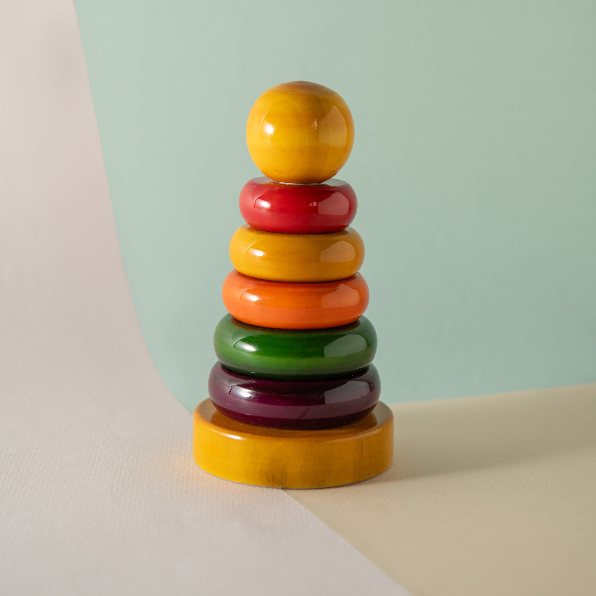 Montessori Wooden Ring Stacker | Size Sorting & Fine Motor Skill Toy for Toddlers 12–24 Months