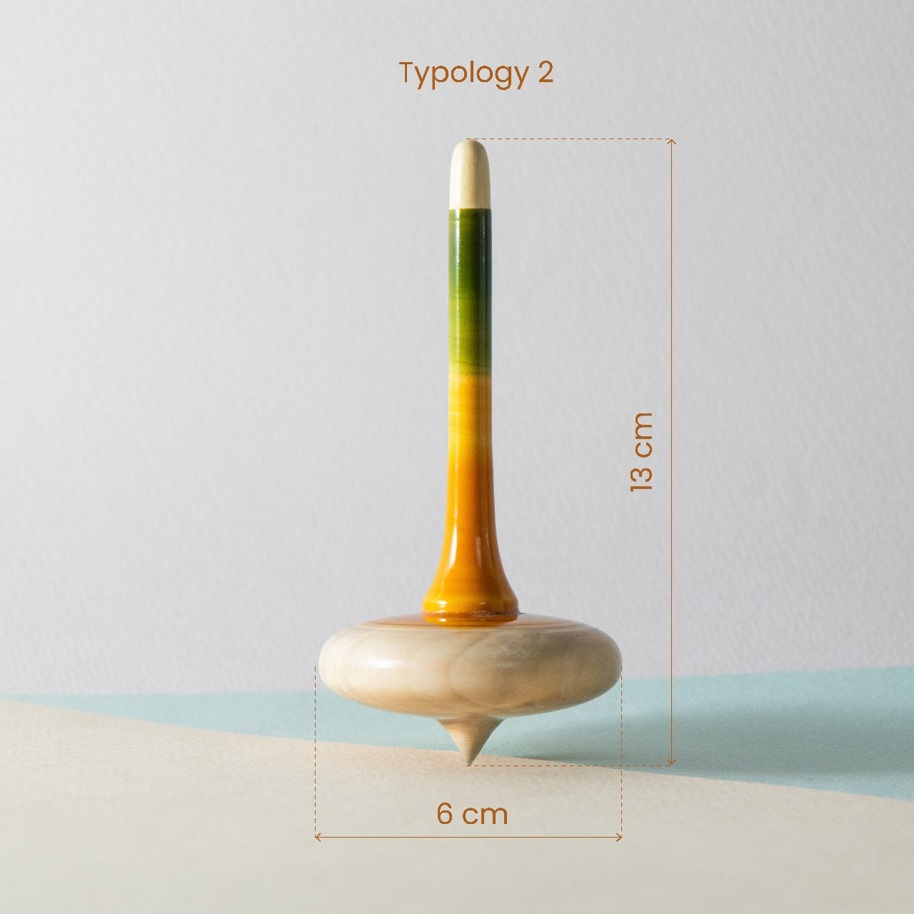 Freedom of Expression Wooden Spinning Top with measurements – handmade, eco-friendly toy for kids supporting motor skills & coordination