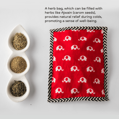 Herb bag with Ajwain from Tiny Tot Treasure Bundle for traditional baby comfort.